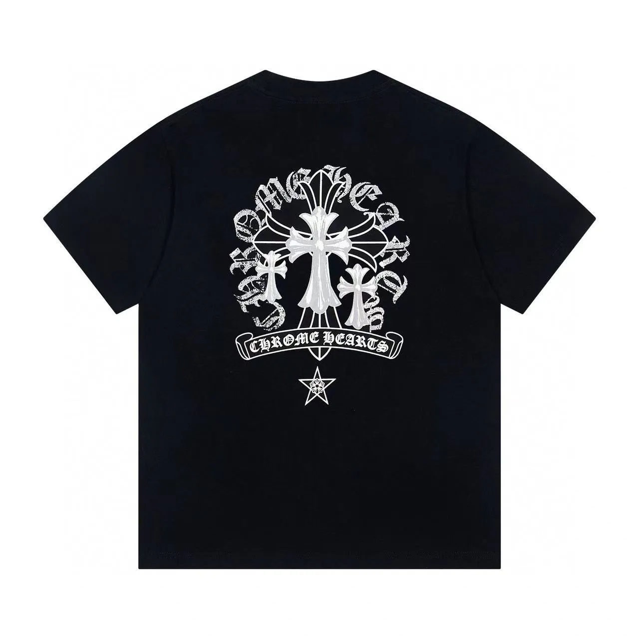 🅿️170 ChromeHearts/Chrome Hearts 25ss round neck T-shirt Original fabric Official same style Short-sleeved T-shirt Customized 260g same vat dyed fabric Very comfortable to the touch Latest brick cabinet synchronization for spring and summer Fashionable and individual Super versatile and good-looking Very suitable for both men and women A must-have style Hang tag Collar label Washed wheat Complete with three standards Color: Black White Size: XS-L